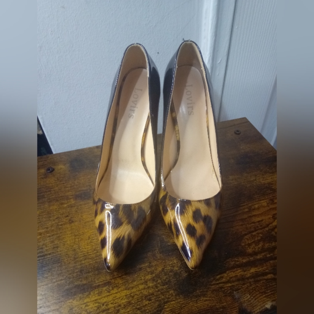 Lovirs, EUC, Women's, High Heel Shoes, Animal Print, Size 8.5, Color Black, Tan